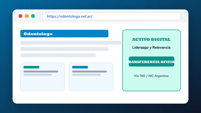 Vista del activo digital estratégico odontologa.net.ar y transferencia formal